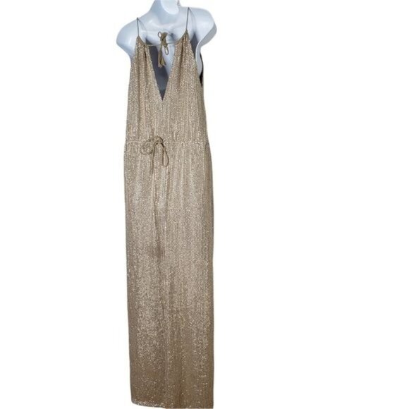 TESSORA Nude Sequin Keyhole Maxi Dress - Picture 8 of 16